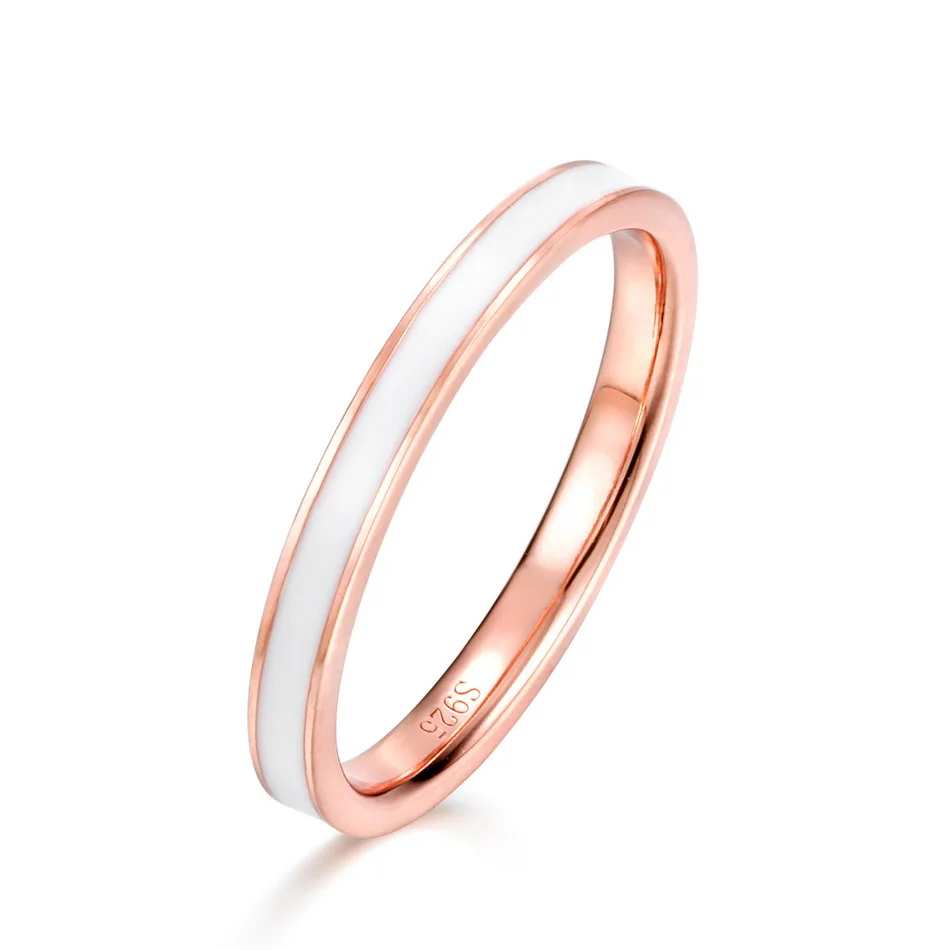 JewelyKing S925 Silver Classic Gold Plated Violet Blue Full Enamel Stacking Band Ring JKRS0273