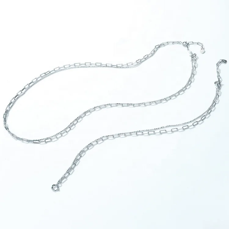 JewelyKing S925 Sterling Silver Paperclip Chain Rhodium Plated Fancy Chain Bracelets JKBS0049