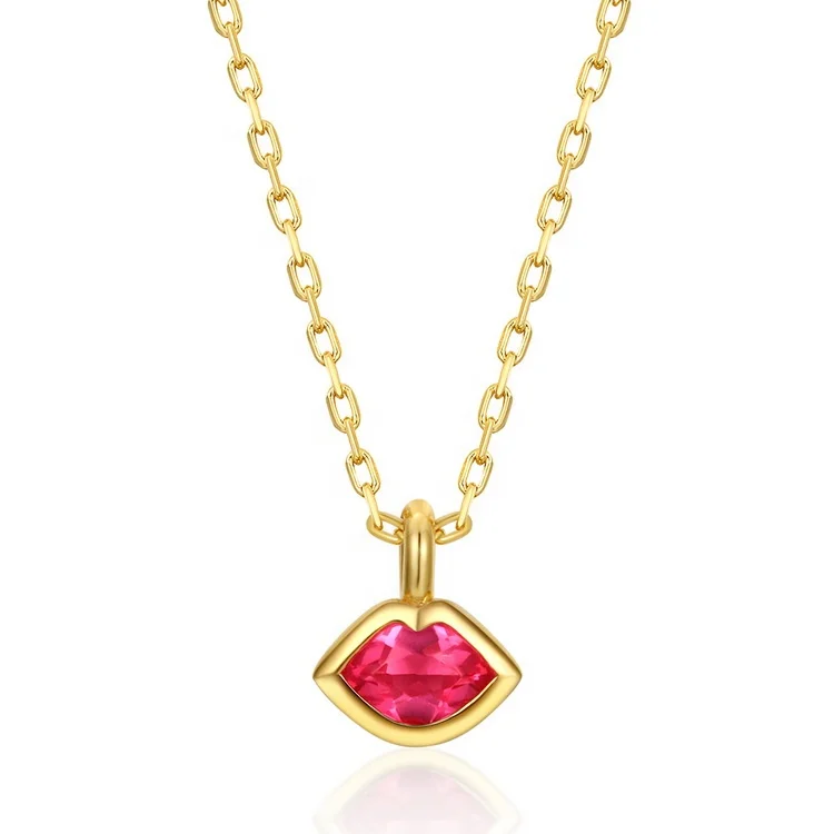 JewelyKing Women Trendy Luxury Lip Shape Pendant Necklaces JKNS0160