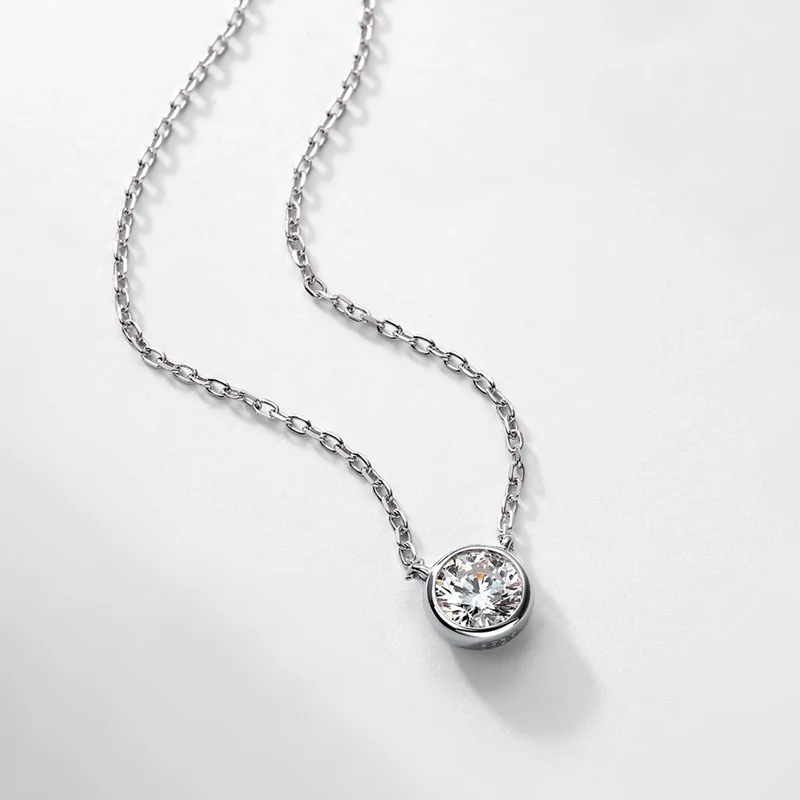 JewelyKing S925 Sterling Silver 1CT Lab Grown Diamond Necklace Lightweight Luxury Casual Design Jewelry JKNS0011