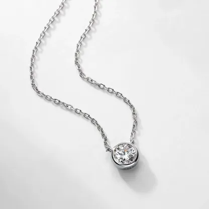 JewelyKing S925 Sterling Silver 1CT Lab Grown Diamond Necklace Lightweight Luxury Casual Design Jewelry JKNS0011