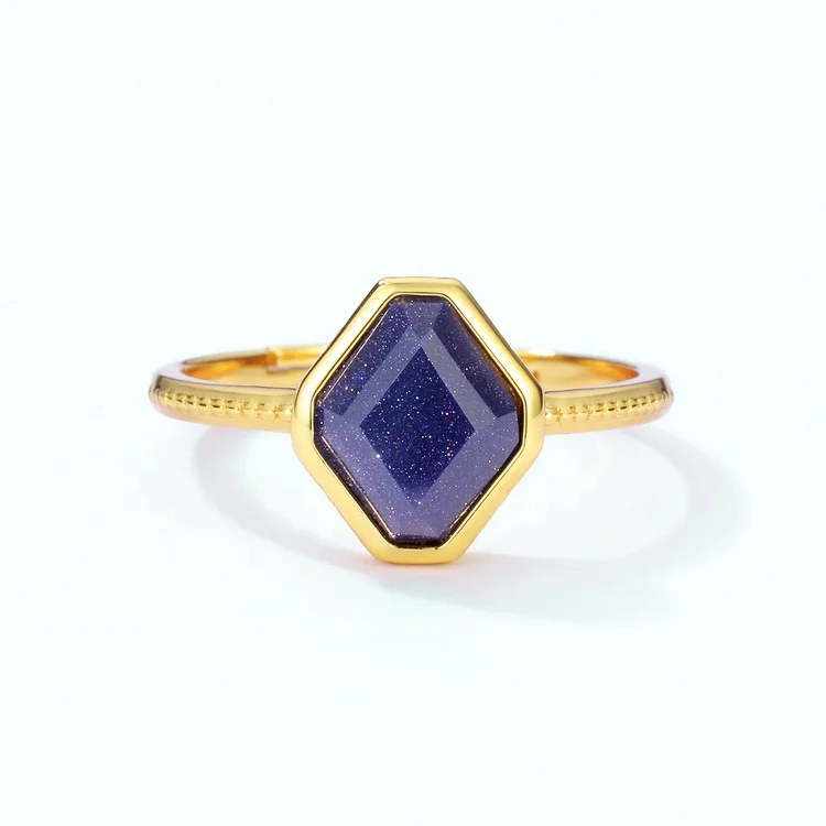 Fine Jewelry Manufacturer Wholesale Kyanite Rings Women Elegant Blue Gemstone Adjustable Rings