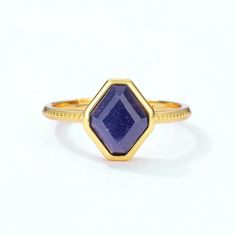 Fine Jewelry Manufacturer Wholesale Kyanite Rings Women Elegant Blue Gemstone Adjustable Rings