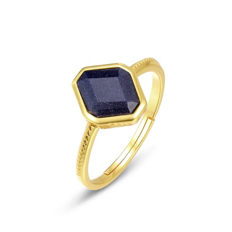 Fine Jewelry Manufacturer Wholesale Kyanite Rings Women Elegant Blue Gemstone Adjustable Rings