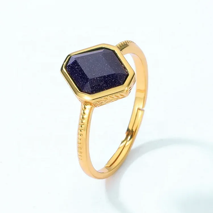 Fine Jewelry Manufacturer Wholesale Kyanite Rings Women Elegant Blue Gemstone Adjustable Rings