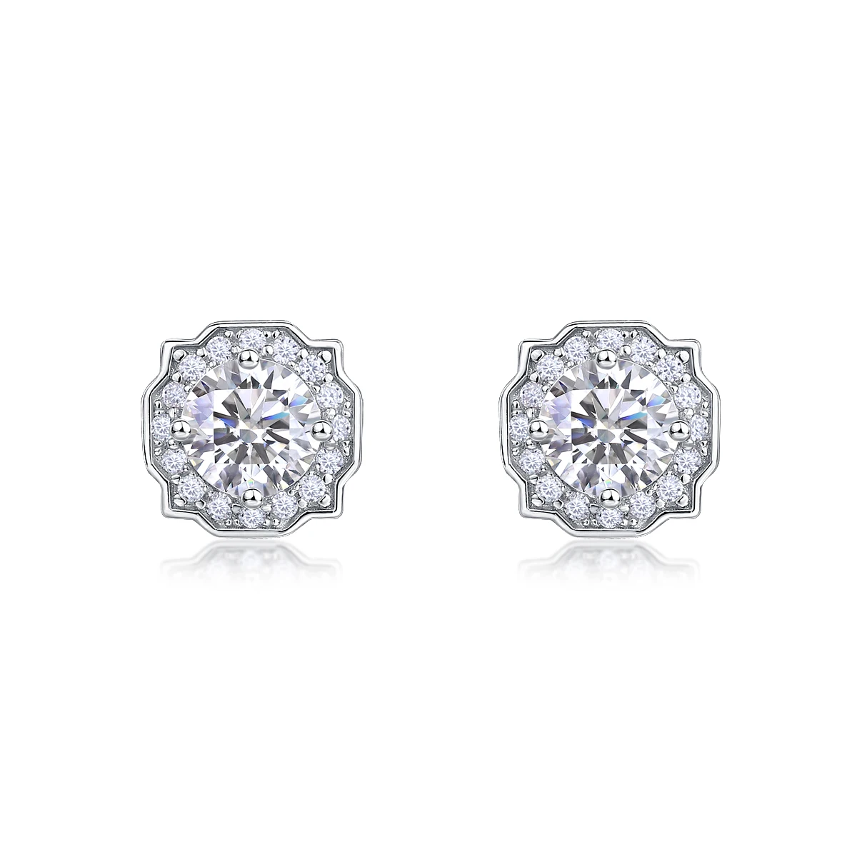 Classic Luxury 0.5CT Lab Diamond Earrings S925 Silver Rhodium Plated Brilliant Cut Prong Set Round Style Studs