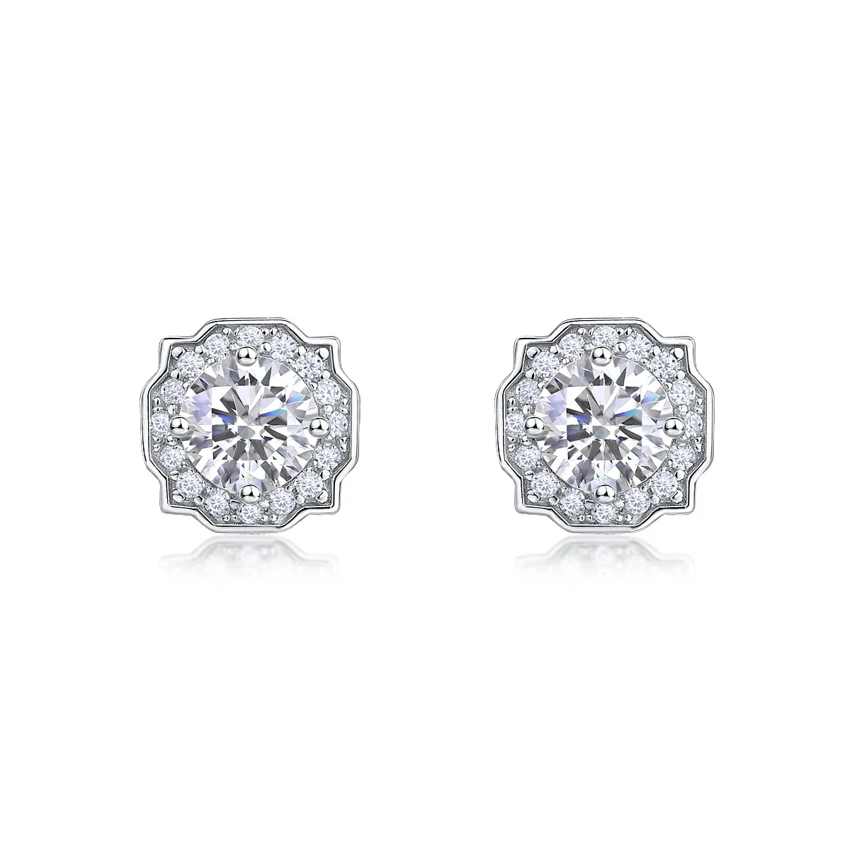 Classic Luxury 0.5CT Lab Diamond Earrings S925 Silver Rhodium Plated Brilliant Cut Prong Set Round Style Studs