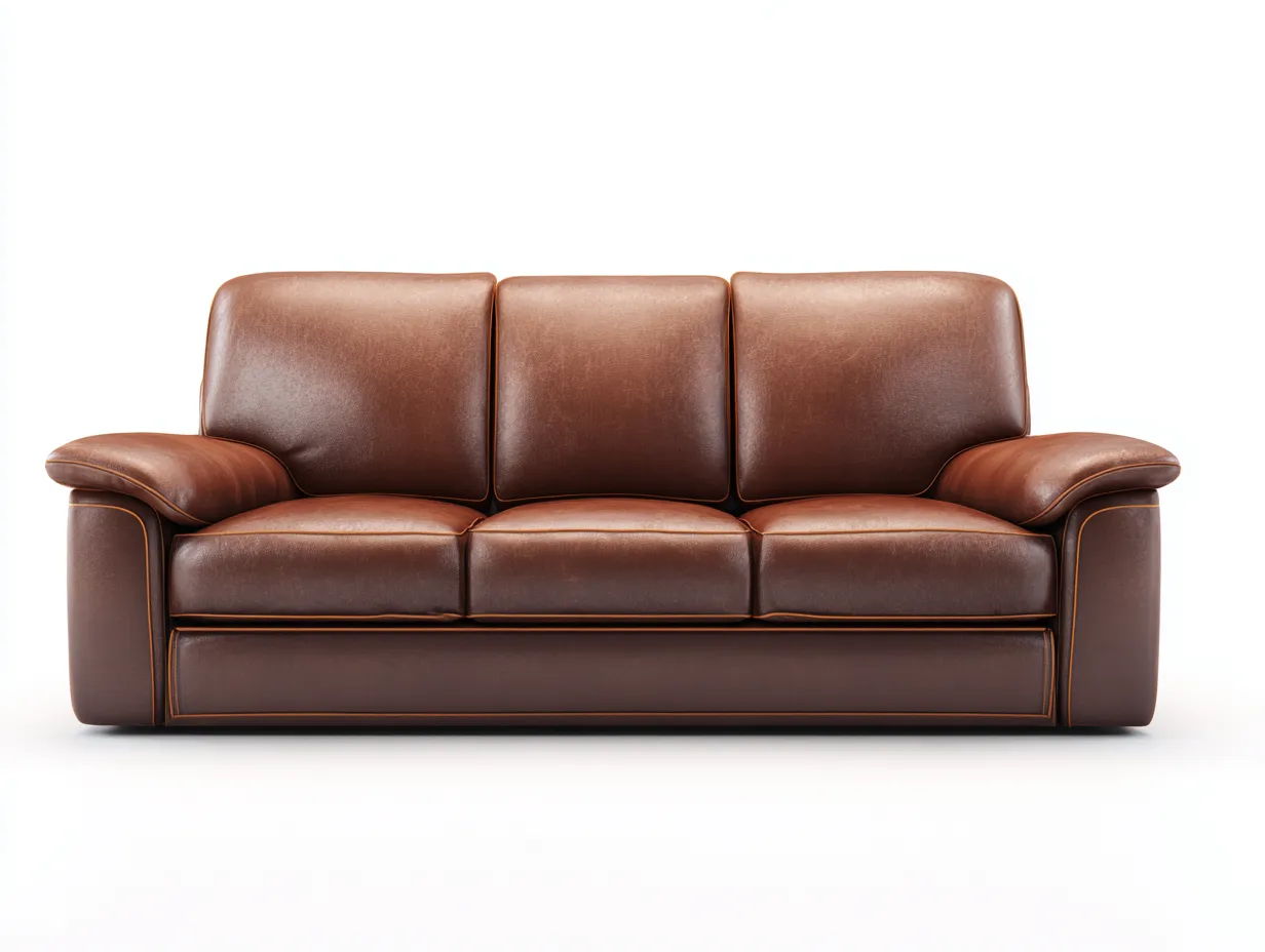 Sofás 3 plazas tapizado de cuero sintético 210x90x85 cm - marrón - diseño moderno para salón-Craftgoly