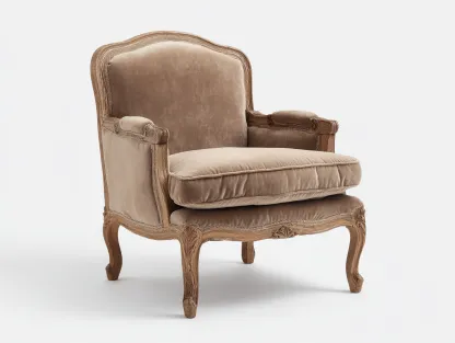 Sillones 92x85x95 cm - madera maciza y tapicería beige - estilo clásico elegante para salón-Craftgoly