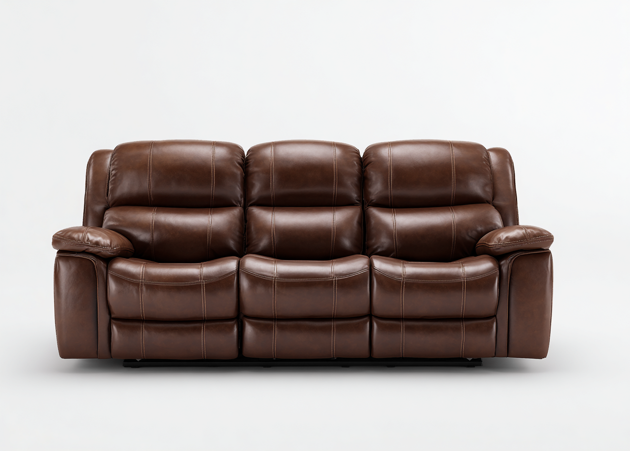 Sofá 3 plazas tapizado piel sintética reclinable 205x95x102 cm - marrón - diseño cómodo para salón-Craftgoly