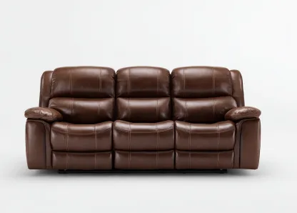 Sofá 3 plazas tapizado piel sintética reclinable 205x95x102 cm - marrón - diseño cómodo para salón-Craftgoly