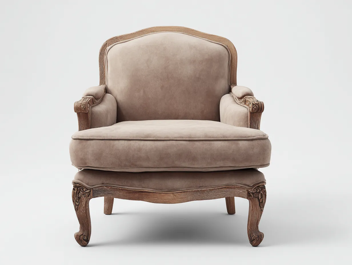 Sillones tapizado de tela con estructura de madera 90x85x95 cm - beige - estilo clásico para salón-Craftgoly