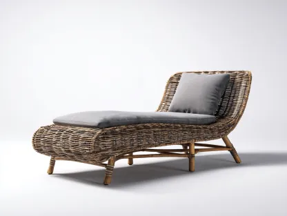 Tumbona de exterior ratán sintético con cojín 198x72x85 cm - gris - diseño ergonómico para jardín-Craftgoly