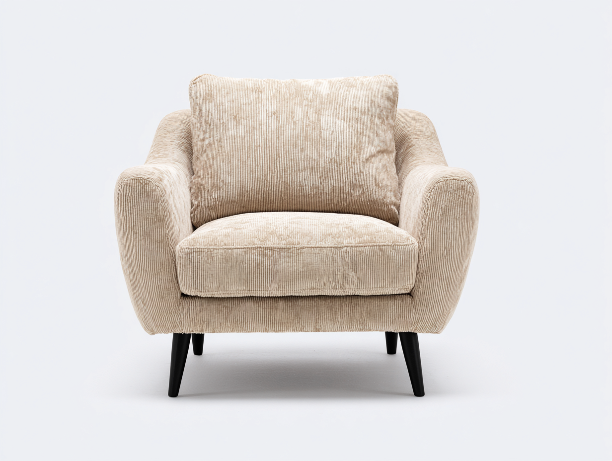 Sillones tapizado de tela acanalada 80x85x85 cm - beige - diseño moderno para salón-Craftgoly