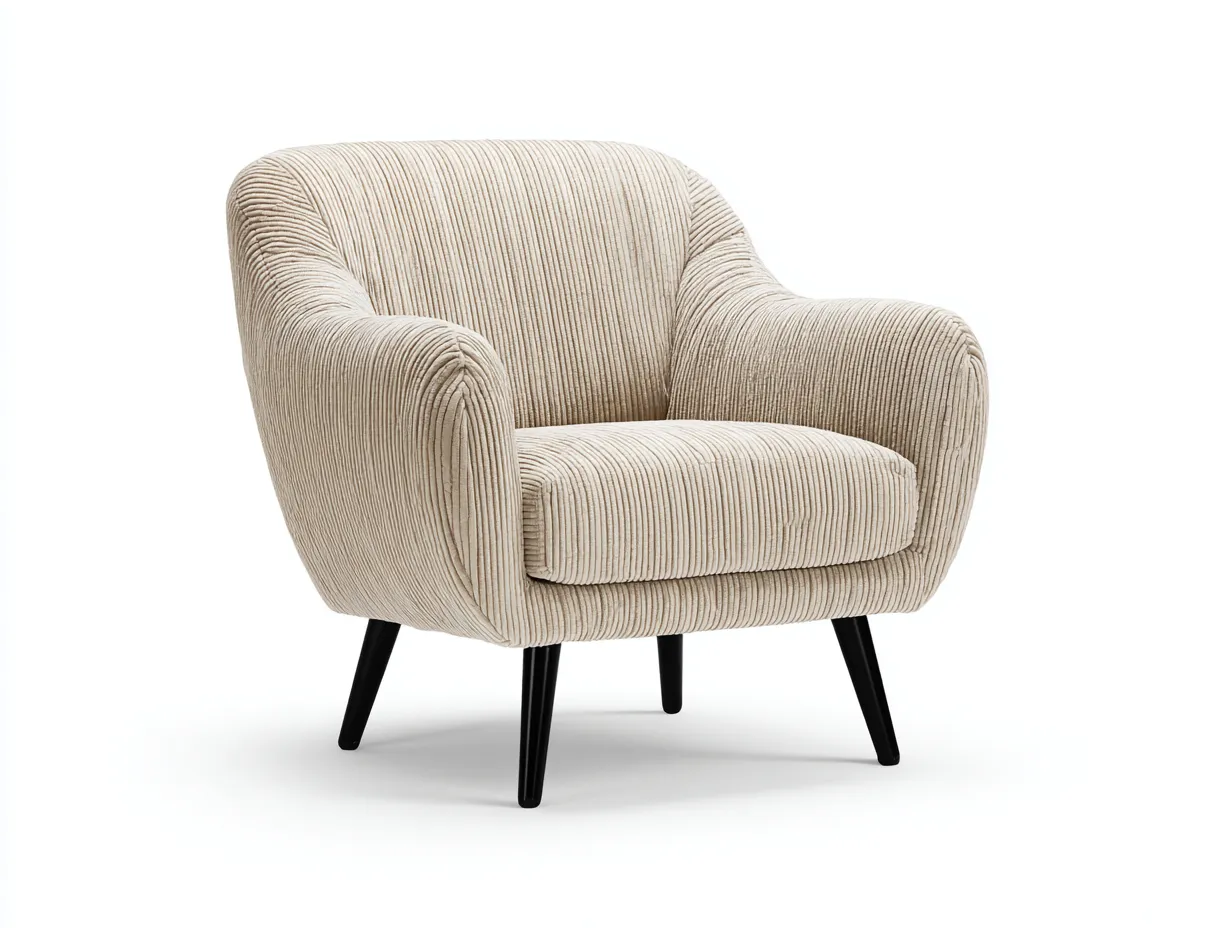 Sillón tapizado tela acanalada 85x80x78 cm - beige - diseño moderno para salón-Craftgoly