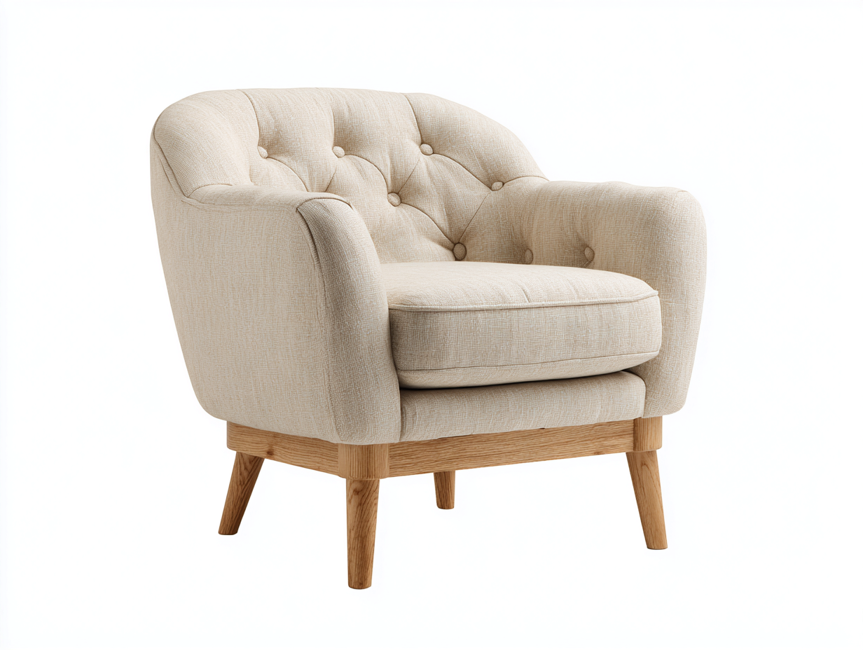 Sillón tapizado tela capitoné 88x82x80 cm - beige - diseño clásico para salón-Craftgoly