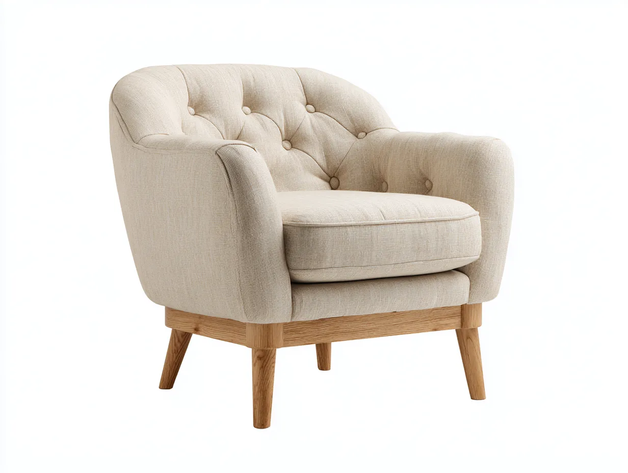 Sillón tapizado tela capitoné 88x82x80 cm - beige - diseño clásico para salón-Craftgoly