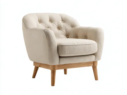 Sillón tapizado tela capitoné 88x82x80 cm - beige - diseño clásico para salón-Craftgoly