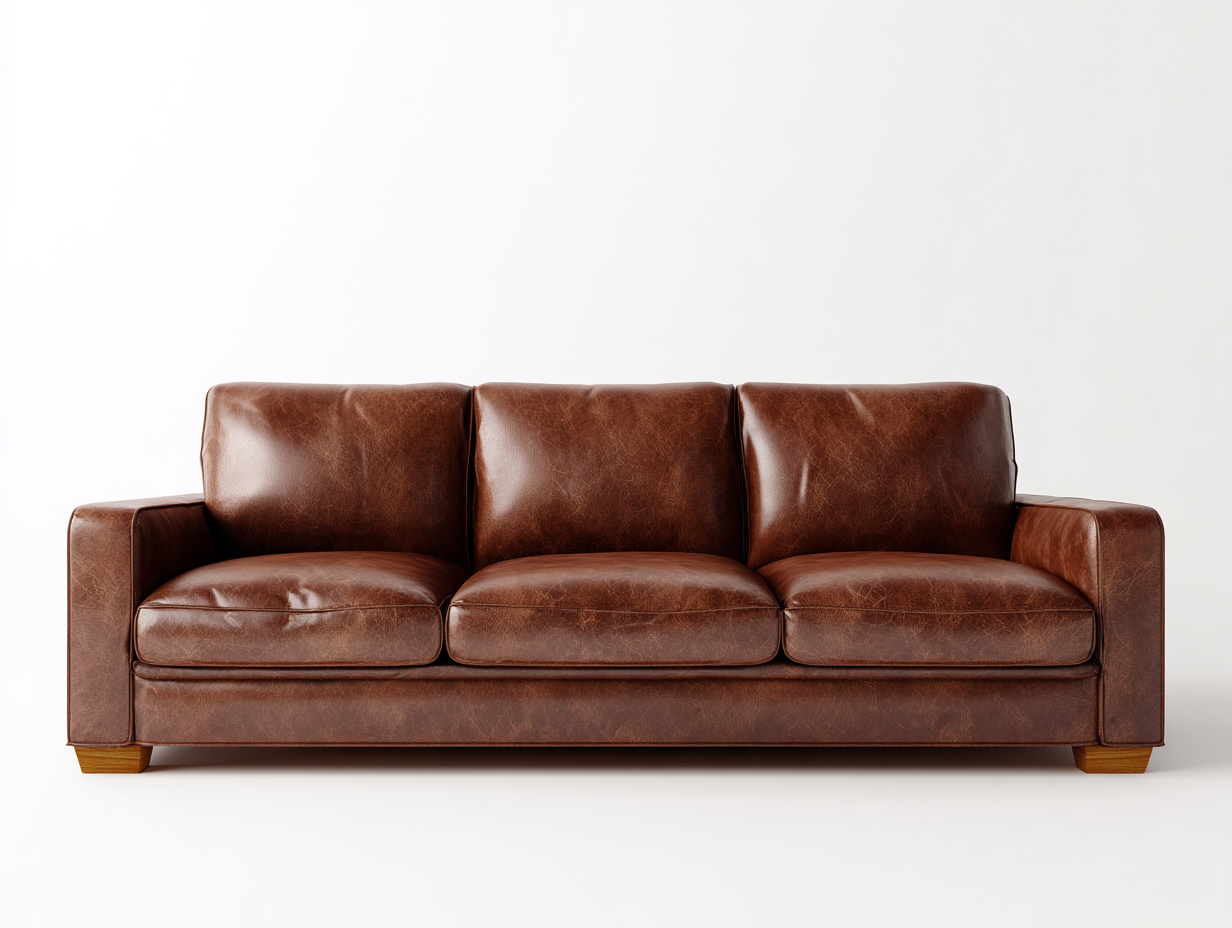 Sofá 3 plazas tapizado piel sintética 210x90x85 cm - marrón - diseño clásico para salón-Craftgoly