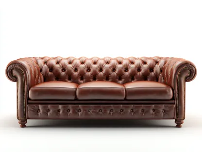 Sofás 3 plazas 210x90x78 cm - tapicería cuero sintético marrón - estilo clásico capitoné para salón-Craftgoly