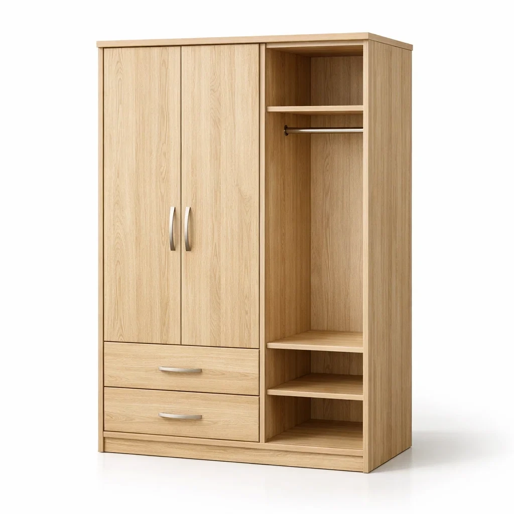 Kleiderschrank mdf holzoptik natur mit schubladen-nesthomelyx