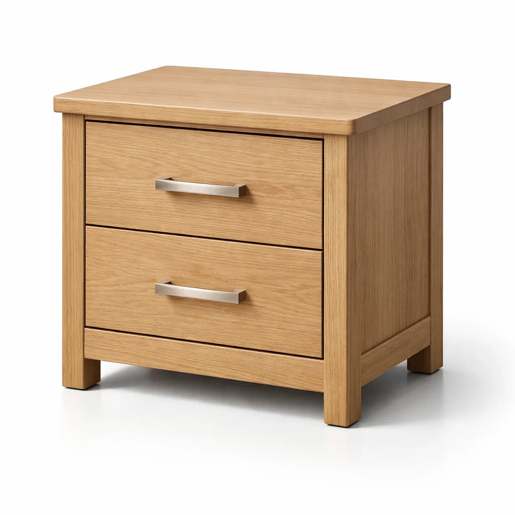 Nachttisch aus eichenholz rechteckig mit 2 schubladen-nesthomelyx