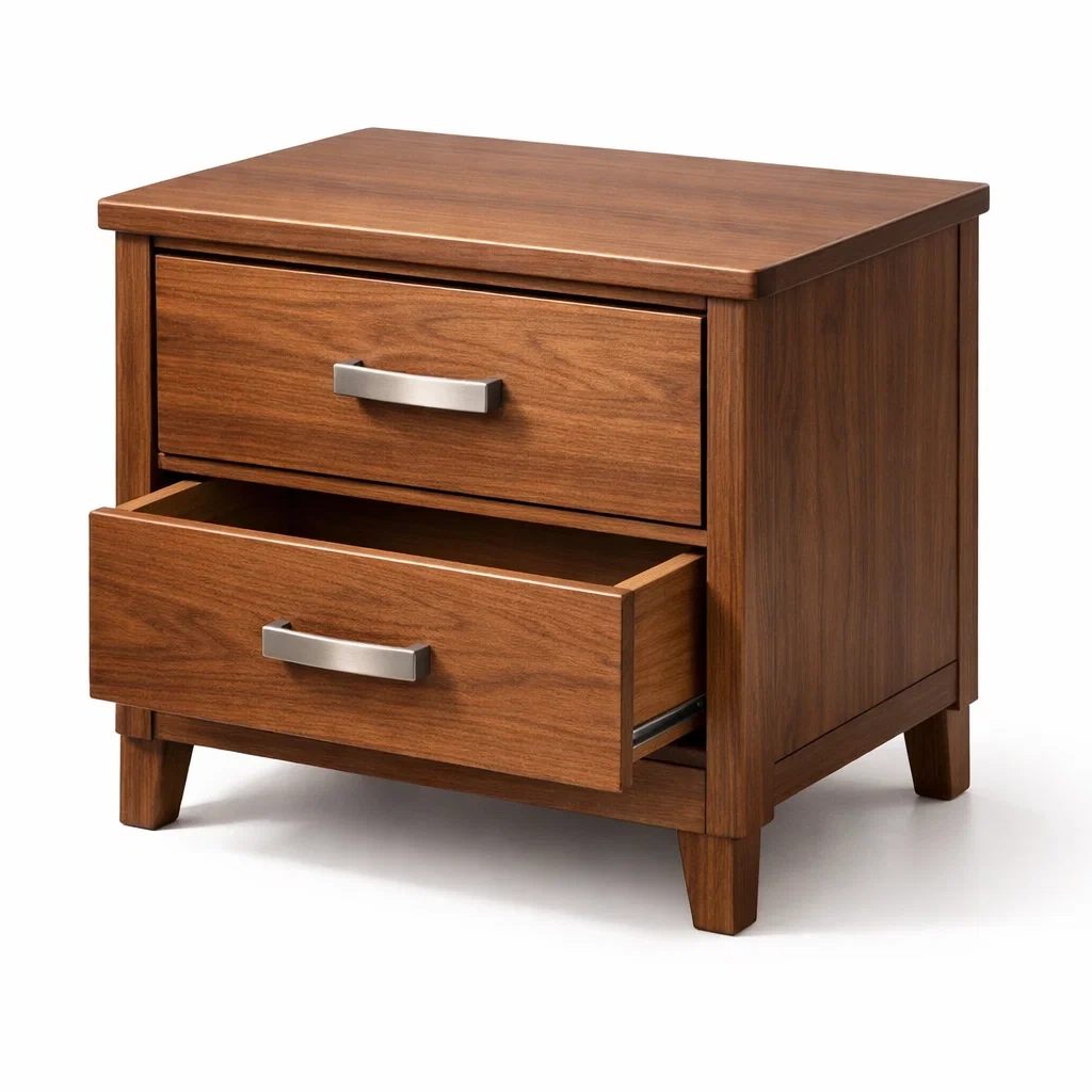 Nachttisch aus massivholz braun mit 2 schubladen 46x35x60 cm-nesthomelyx