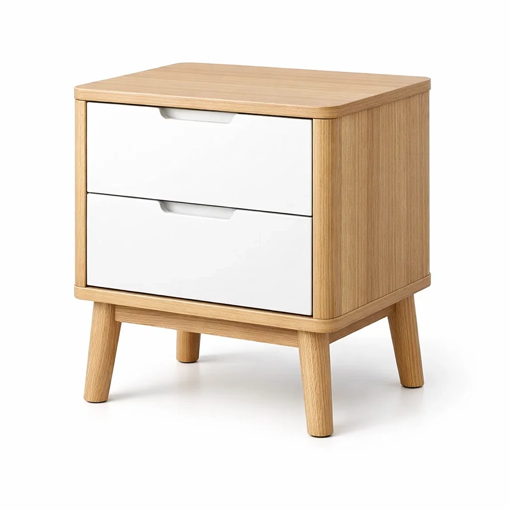 Nachttisch aus holz weiß mit 2 schubladen 50x40x35 cm-nesthomelyx