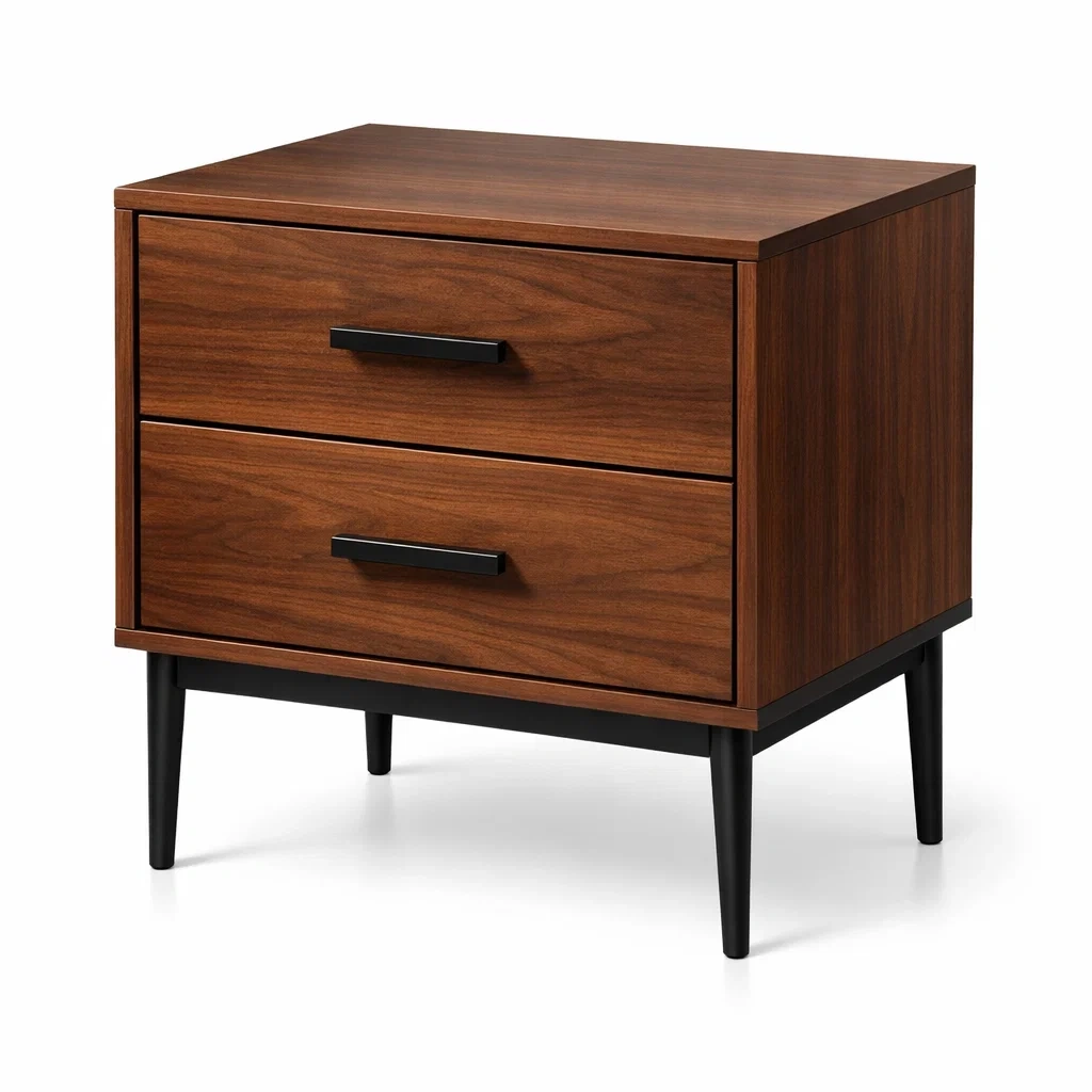 Nachttisch aus holzfurnier braun mit 2 schubladen 50x40x60 cm-nesthomelyx