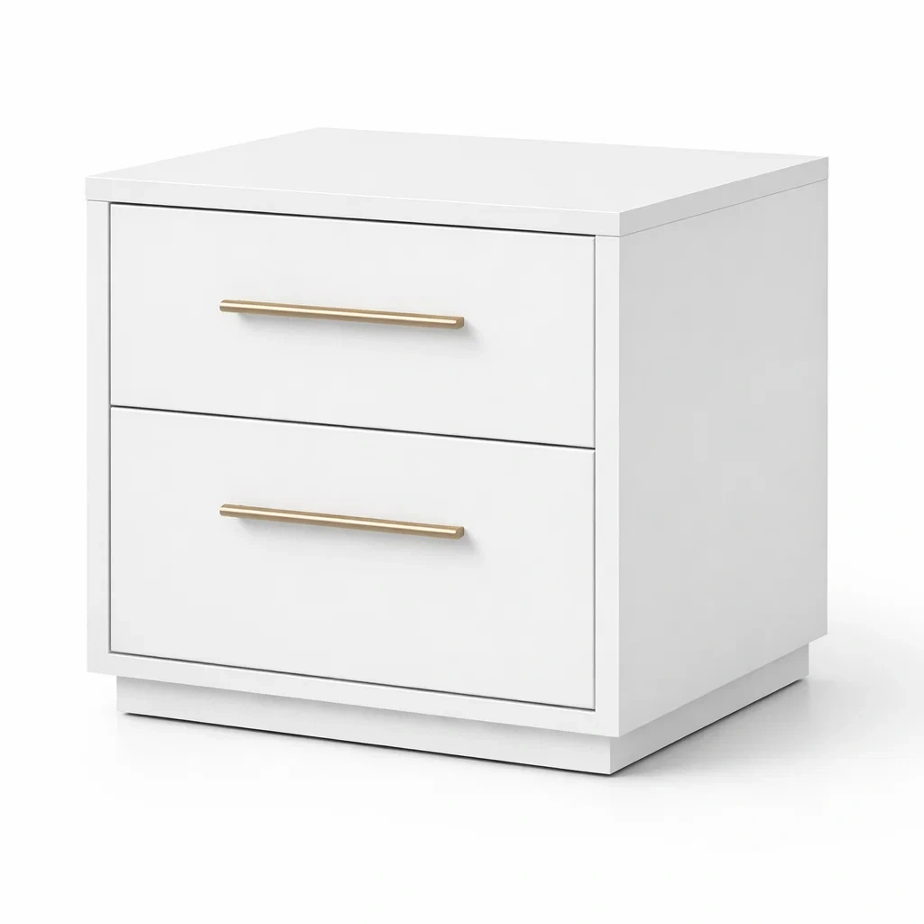 Nachttisch aus holz weiß mit 2 schubladen-nesthomelyx
