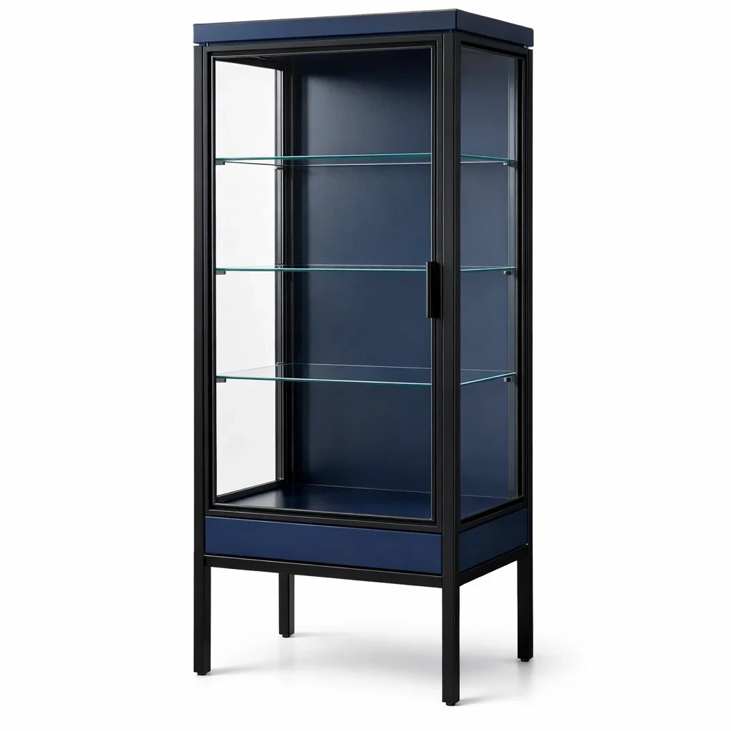 Vitrine stahlrahmen glasböden blau 180x80x40 cm-nesthomelyx