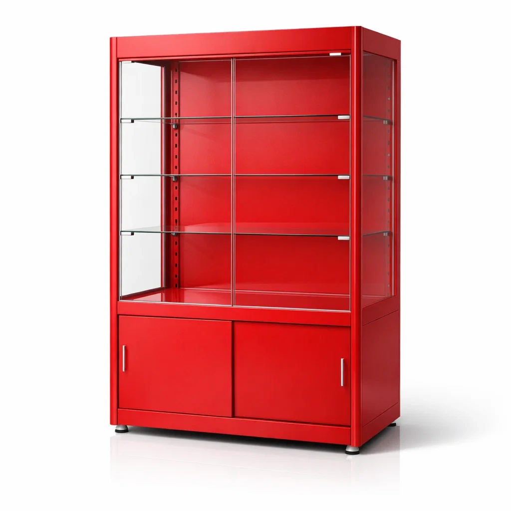 Vitrine metall glas mit schiebetüren rot 180x100x40 cm-nesthomelyx