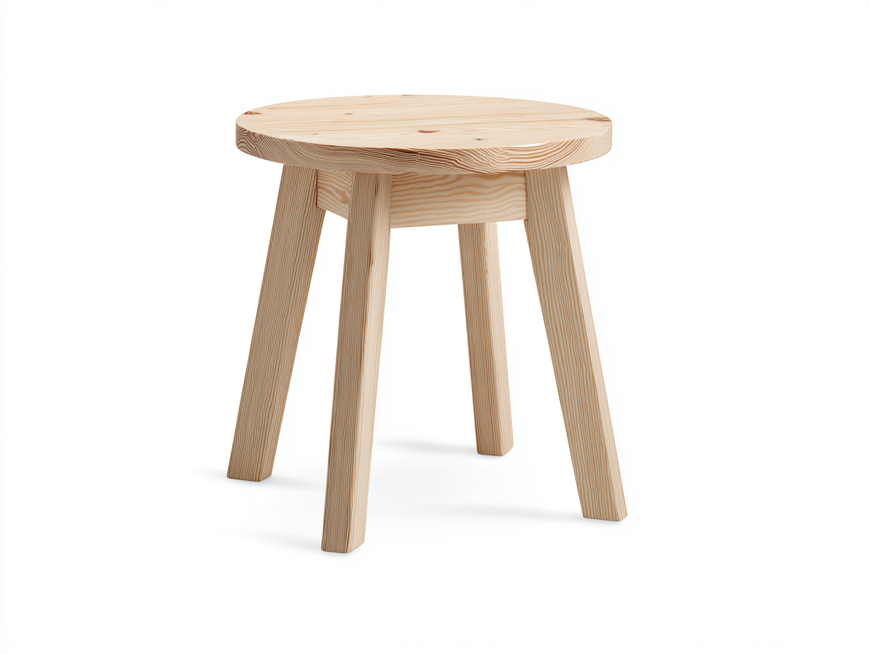 Sgabello basso in legno massello 32x32x45 cm - legno naturale chiaro - per cucina e soggiorno - design minimalista