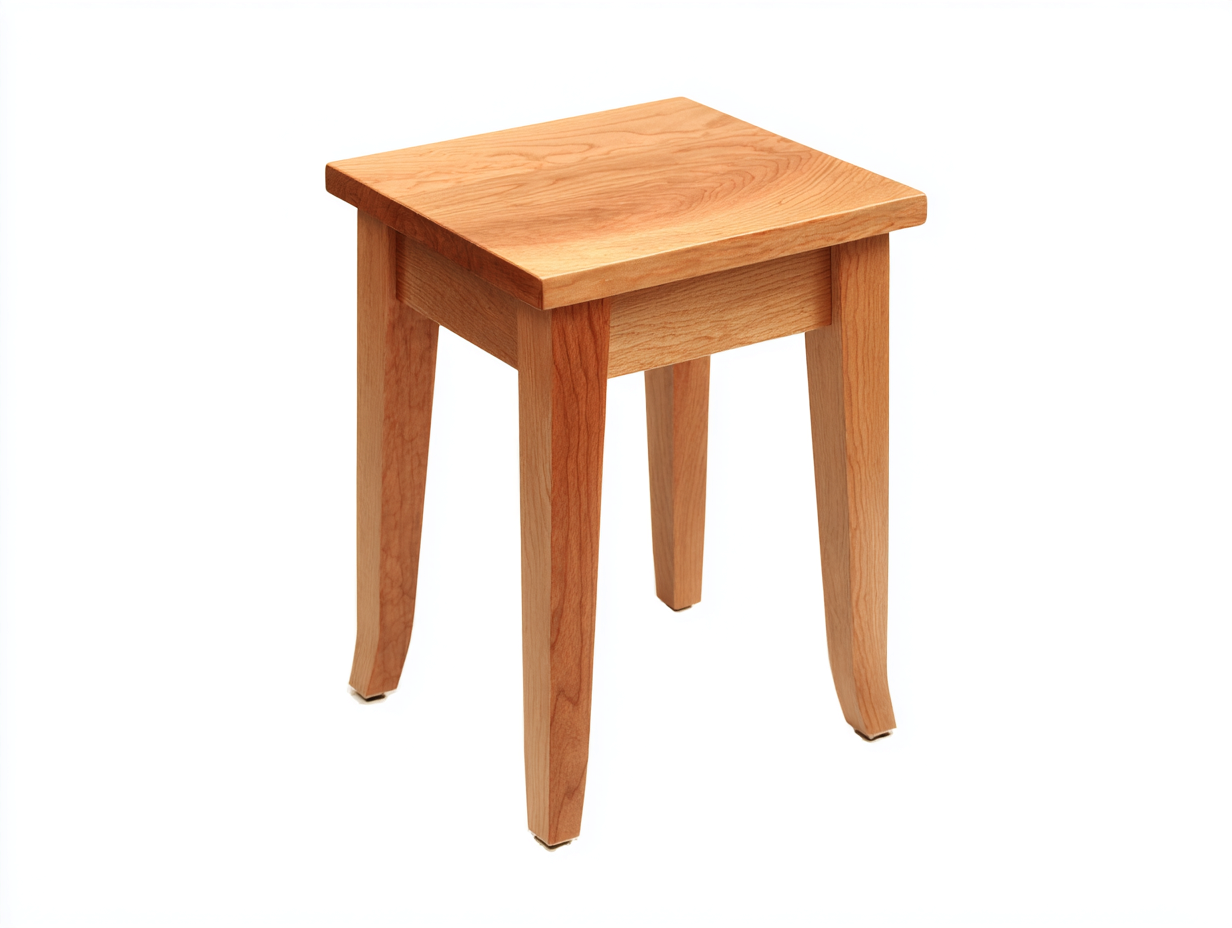 Sgabello basso in legno massello 30x30x45 cm - finitura ciliegio naturale - per cucina e soggiorno - design essenziale