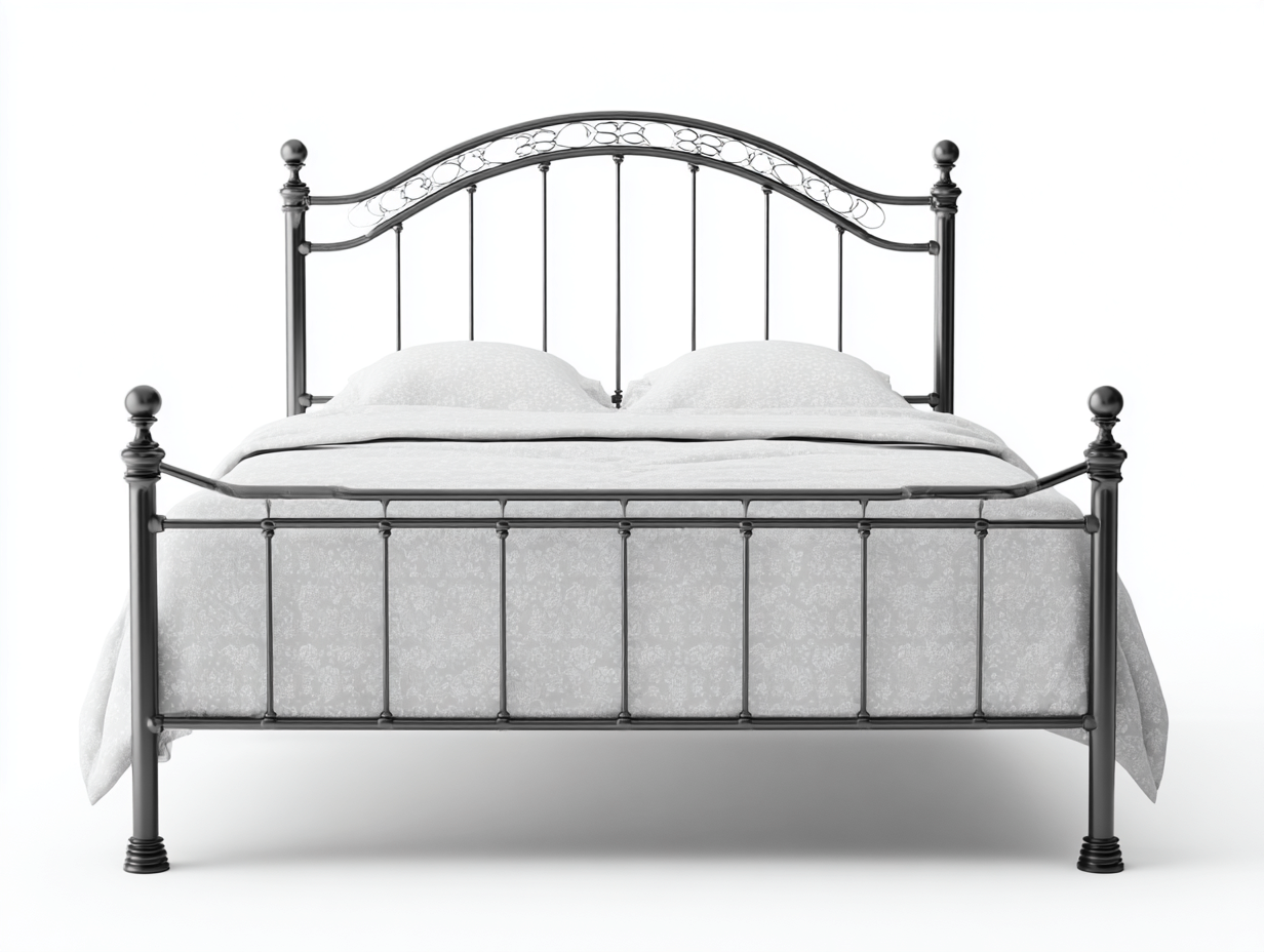 Letto matrimoniale in metallo con testiera e pediera arcuate 200x160x115 cm - nero - per camera da letto - design classico moderno