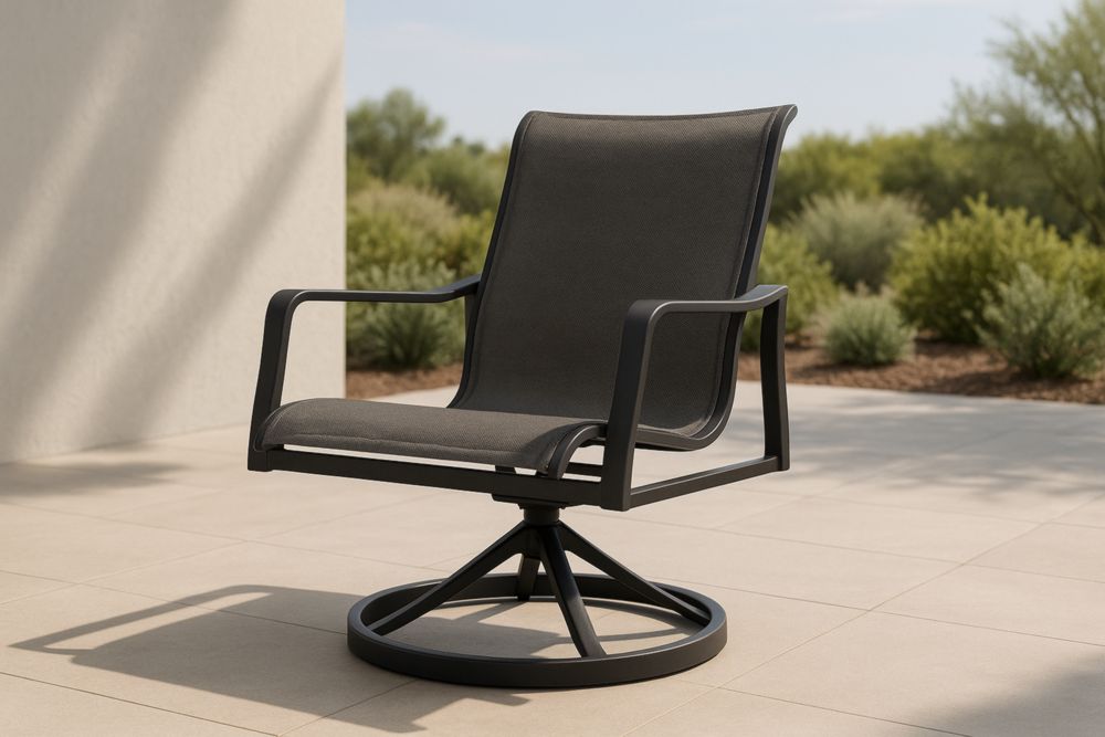 Chaise pivotante extérieure aluminium noir textilène gris foncé