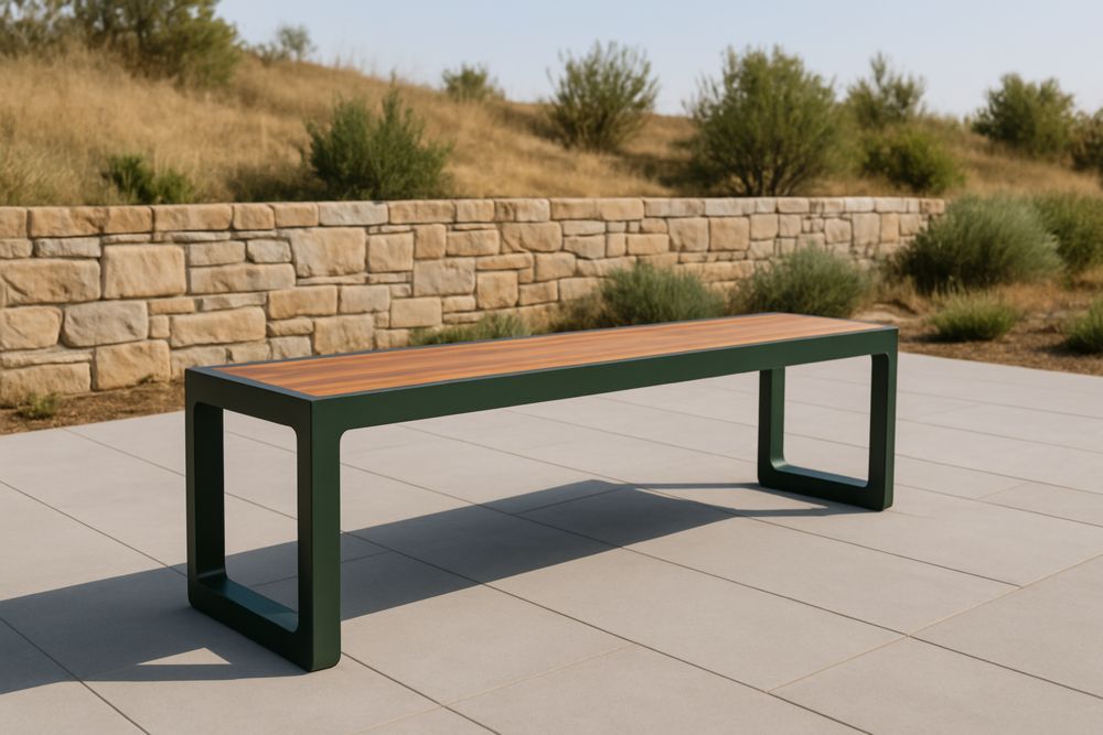 Banc Extérieur en Bois et Métal Vert