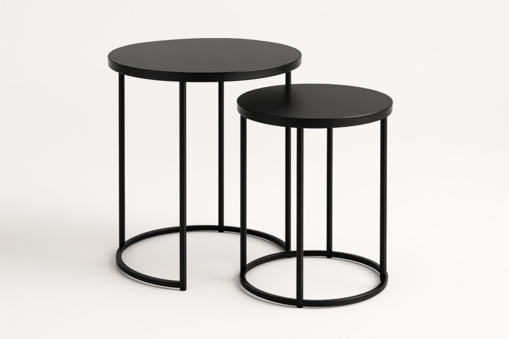 Tables gigognes de 2 Tables Rondes en Acier Noir
