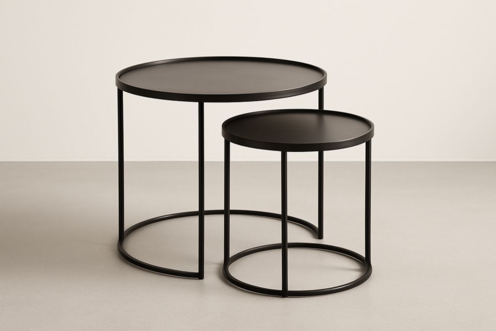 Tables gigognes rondes acier Noir