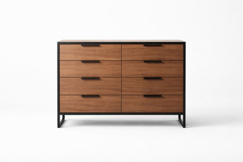 Commode en bois et métal avec 8 tiroirs