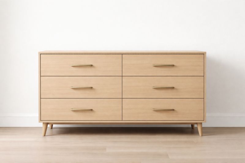 Commode à 6 tiroirs en chêne 120x40x70 cm