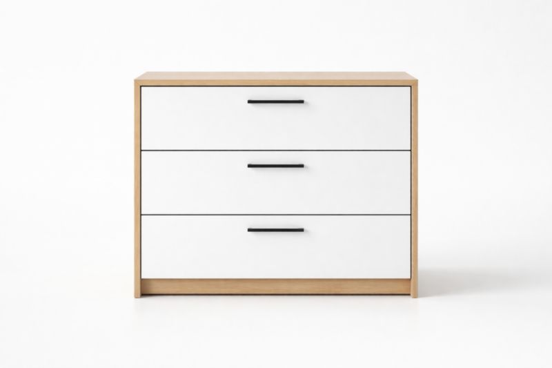 Commode en mélaminé Blanc 3 tiroirs 90x40x80 cm