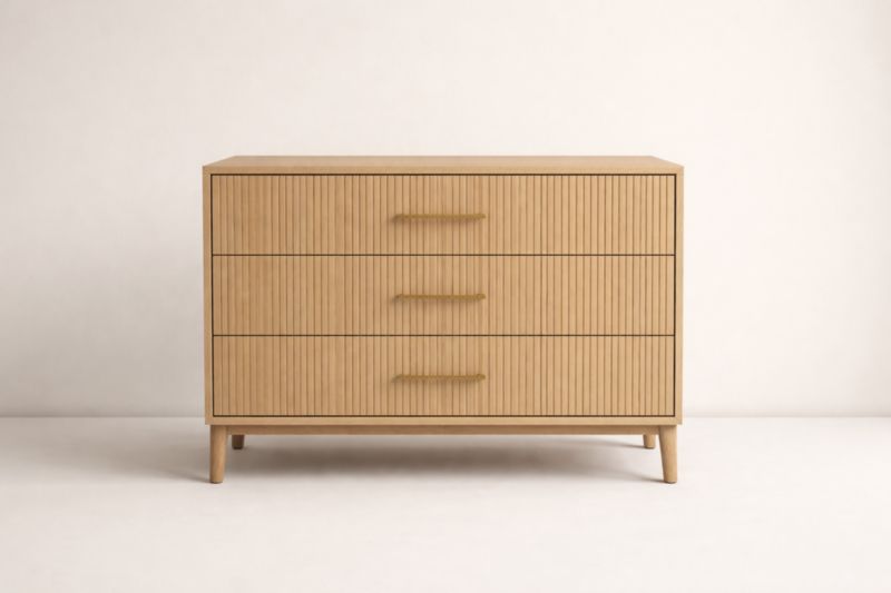 Commode 3 tiroirs en bois de chêne clair