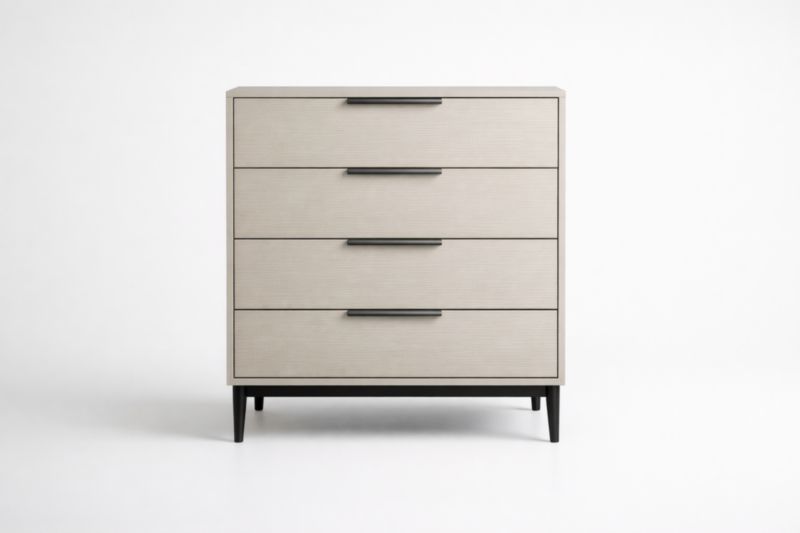 Commode 4 tiroirs MDF Finition Mélaminée Beige Pieds Aluminium