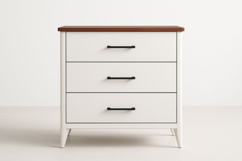 Commode 3 Tiroirs Bois Blanc/Marron 80x40x80 cm
