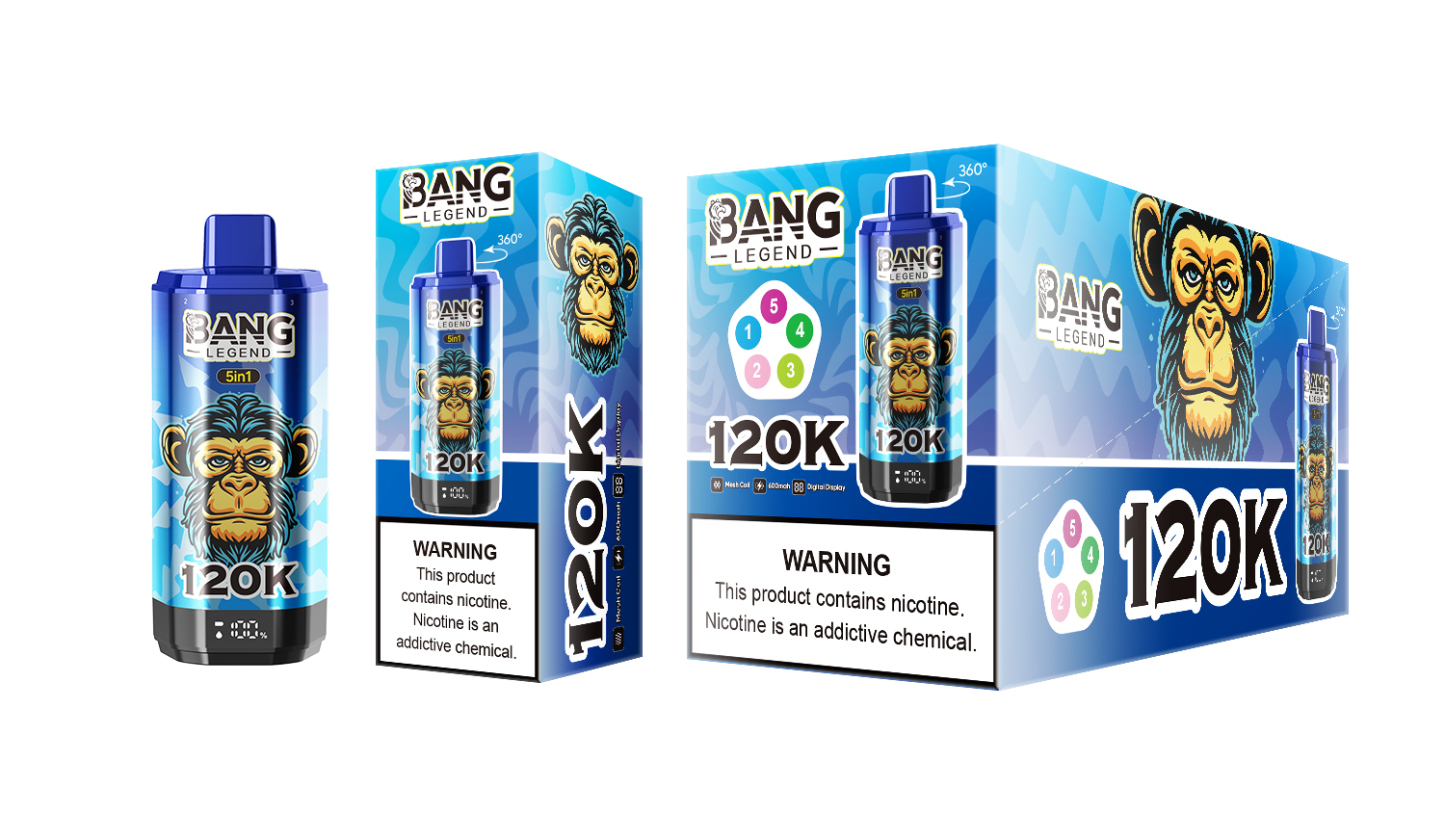 Bang Legend 120000 Puffs 5 in1 Flavor Disposable Vape - Blueberry Ice & Watermelon Bubble Gum & Sour Apple Raspberry & Lotus Fruit Mango Melon & Passion Fruit Kiwi Lime