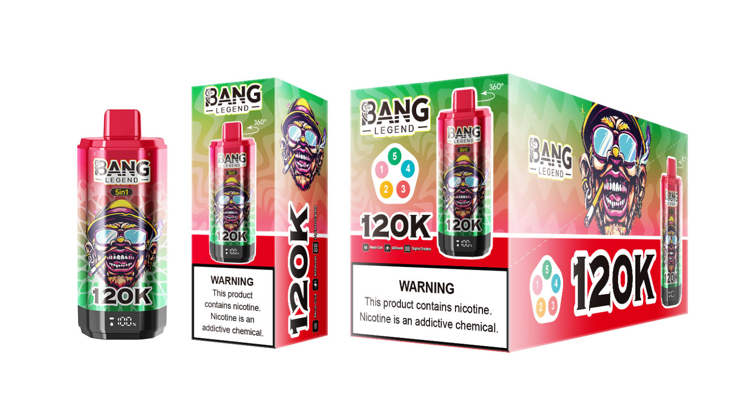 Bang Legend 120000 Puffs 5 in1 Flavor Disposable Vape - Watermelon Ice & Mixed Berries & Apple Pear & Blueberry Mint & Summer Time
