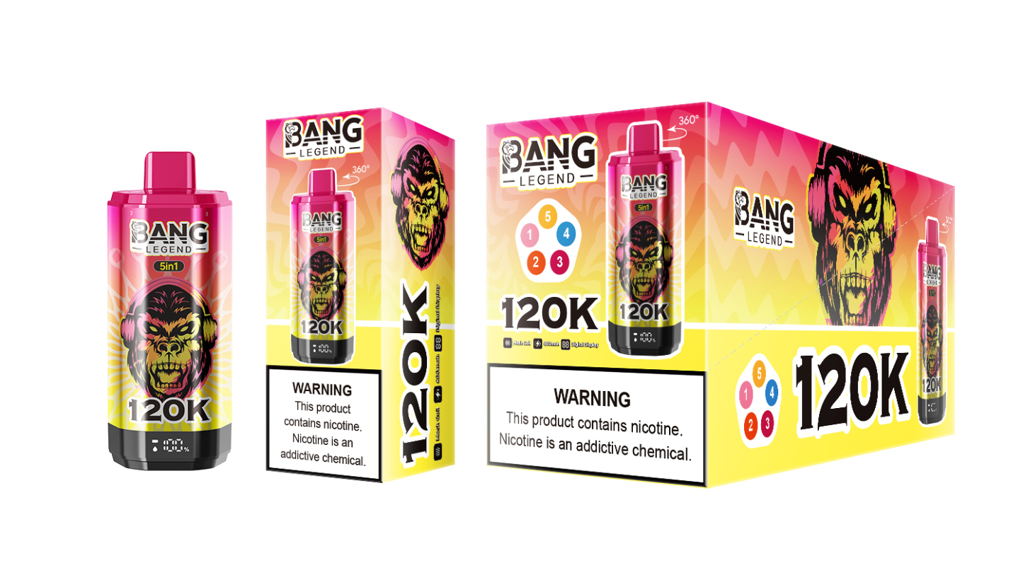 Bang Legend 120000 Puffs 5 in1 Flavor Disposable Vape - Watermelon Ice & Strawberry Mango & California Cherry & Blueberry Peach Ice & Berry Ice