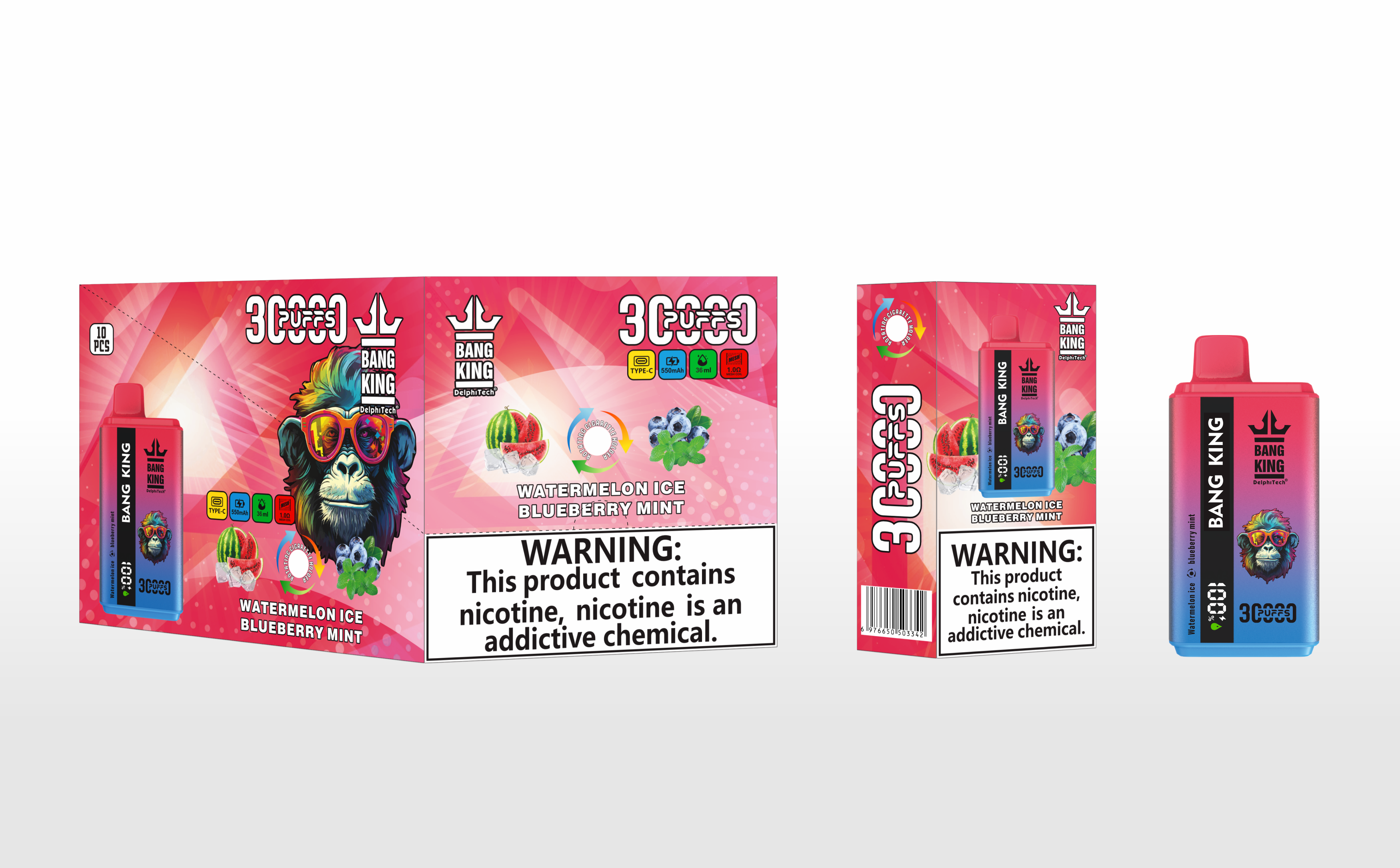 Bang King 30000 Puffs Disposable Vape - Watermelon Ice & Blueberry Mint
