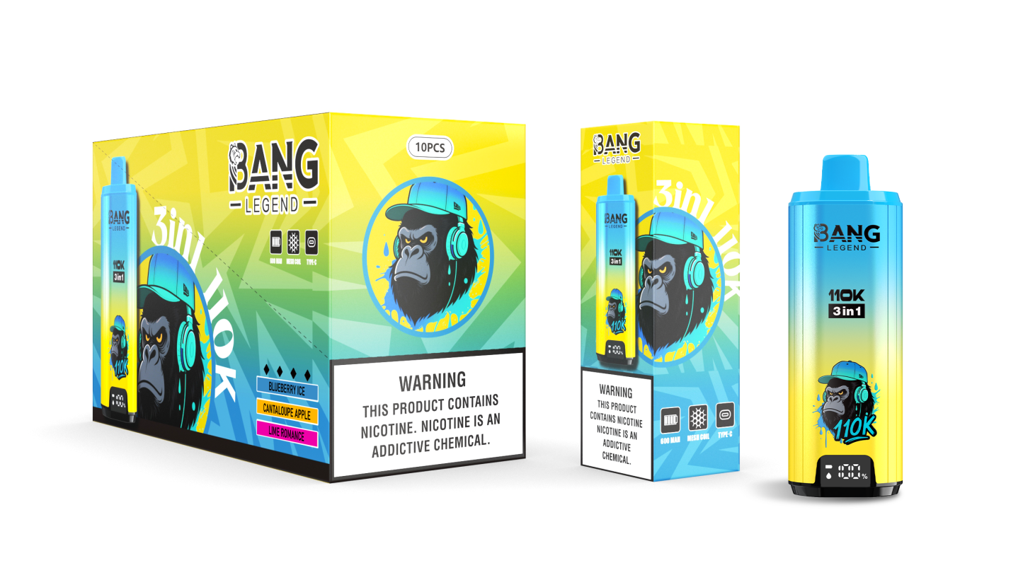 Bang Blaze 110000 Puffs 3 in1 Flavor Disposable Vape - Blueberry Ice & Cantaloupe Apple & Lime Romance